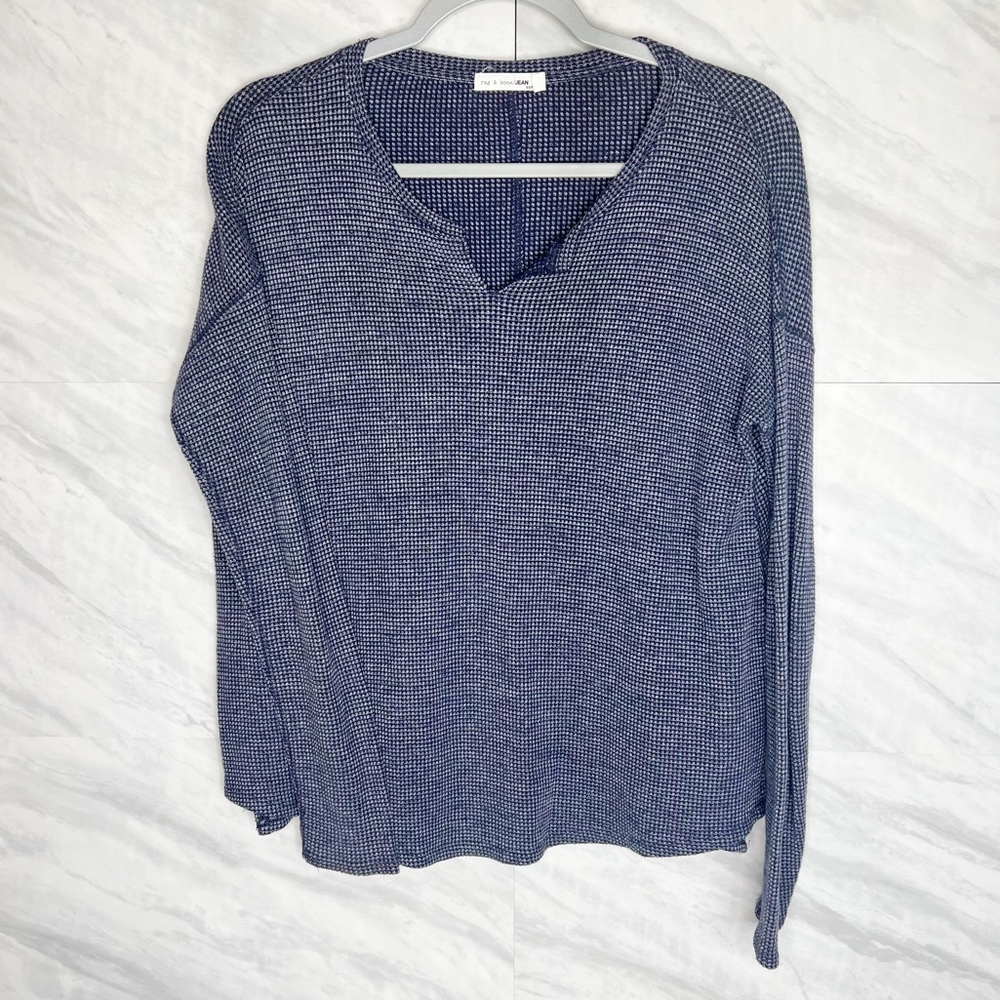 Rag & bone Waffle Knit L/S Blue Top XS